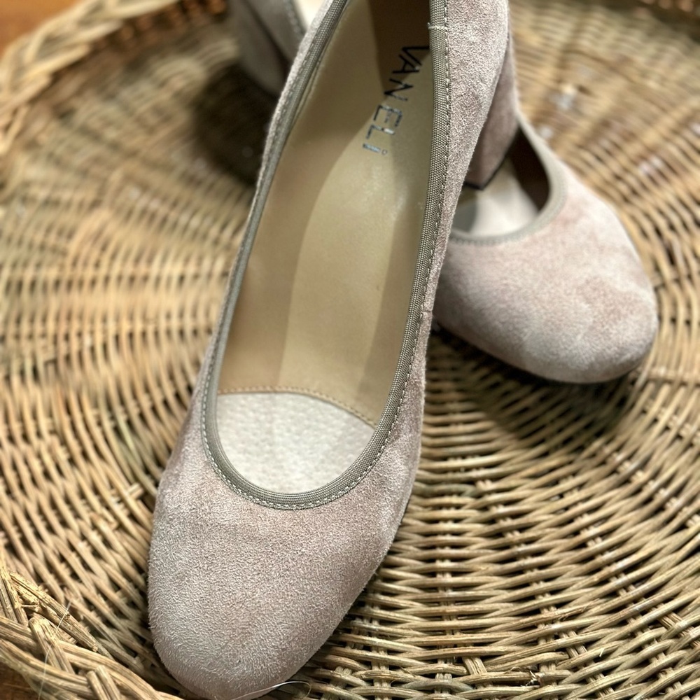 Vaneli Women's Military Suede Camila Pump Block Heel Italian Inspired Shoe